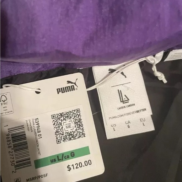 PUMA x Lauren London Track Jacket Black/Purple Windbreaker Large - Picture 5 of 8